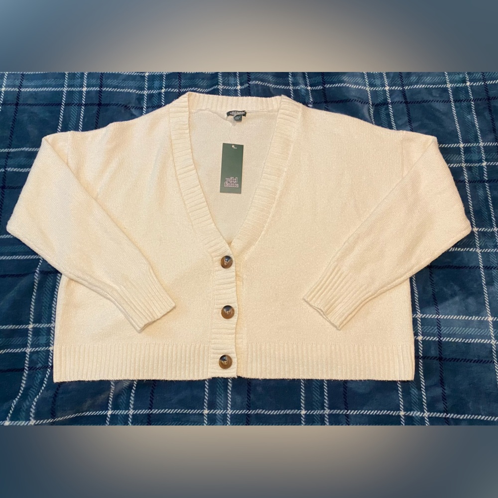 Women's Slouchy Button-Front Cardigan - Wild Fable. Size small. Off white.